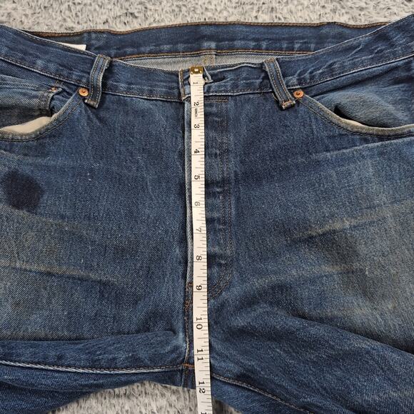 Levi's 501 Jeans Men 38x34 Blue Straight Leg Rocker Denim Stretch Grunge Pants - Picture 7 of 10